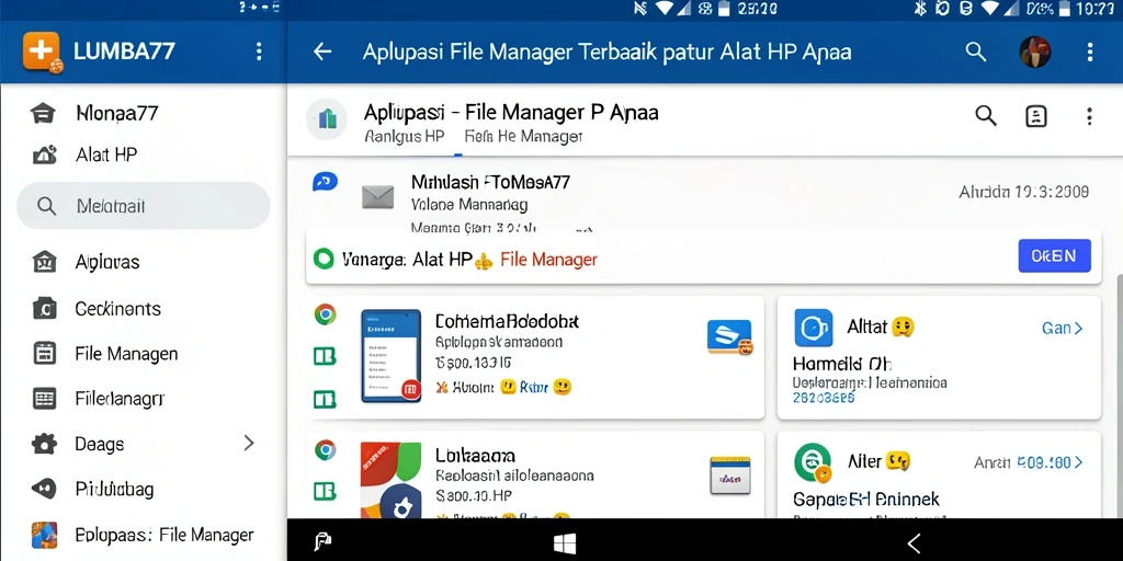 Screenshot utama LUMBA77 menampilkan antarmuka aplikasi File Manager yang ramah pengguna.