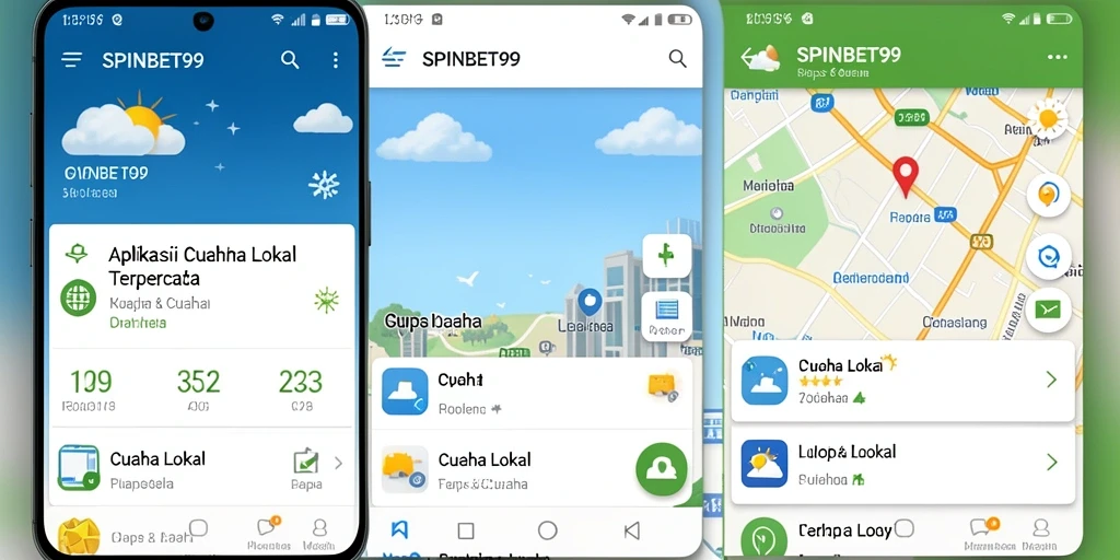 Tampilan antarmuka aplikasi SPINBET99 untuk informasi cuaca lokal.