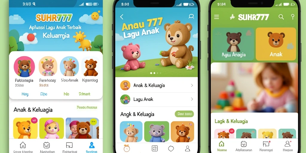 Antarmuka user-friendly dengan banyak pilihan lagu anak.